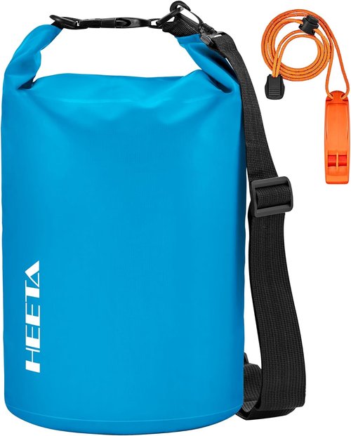 HEETA Waterproof Dry Bag - Lightweight Roll Top Storage Backpack with Emergency Whistle | 5L/10L/20L/30L/40L Options for Travel, Kayaking, Camping