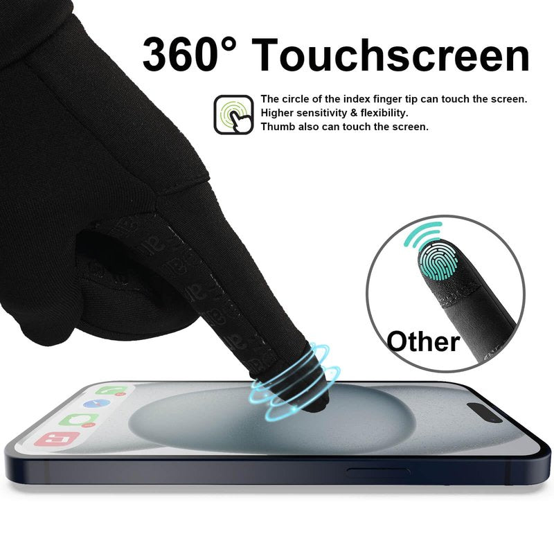 FanVean Gloves for Cold Weather Women Men Winter: Thermal waterproof Windproof 360°Touchscreen for Running Cycling Snow Ski Driving Motorcycle Hiking Riding Workout- Medium Black