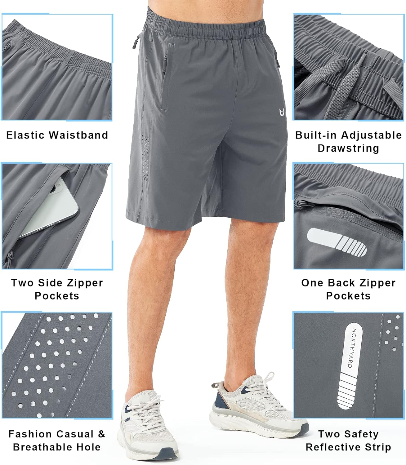 NORTHYARD Men's Athletic Running Shorts - Quick Dry Lightweight Gym Workout | 5"/7"/9" Sizes