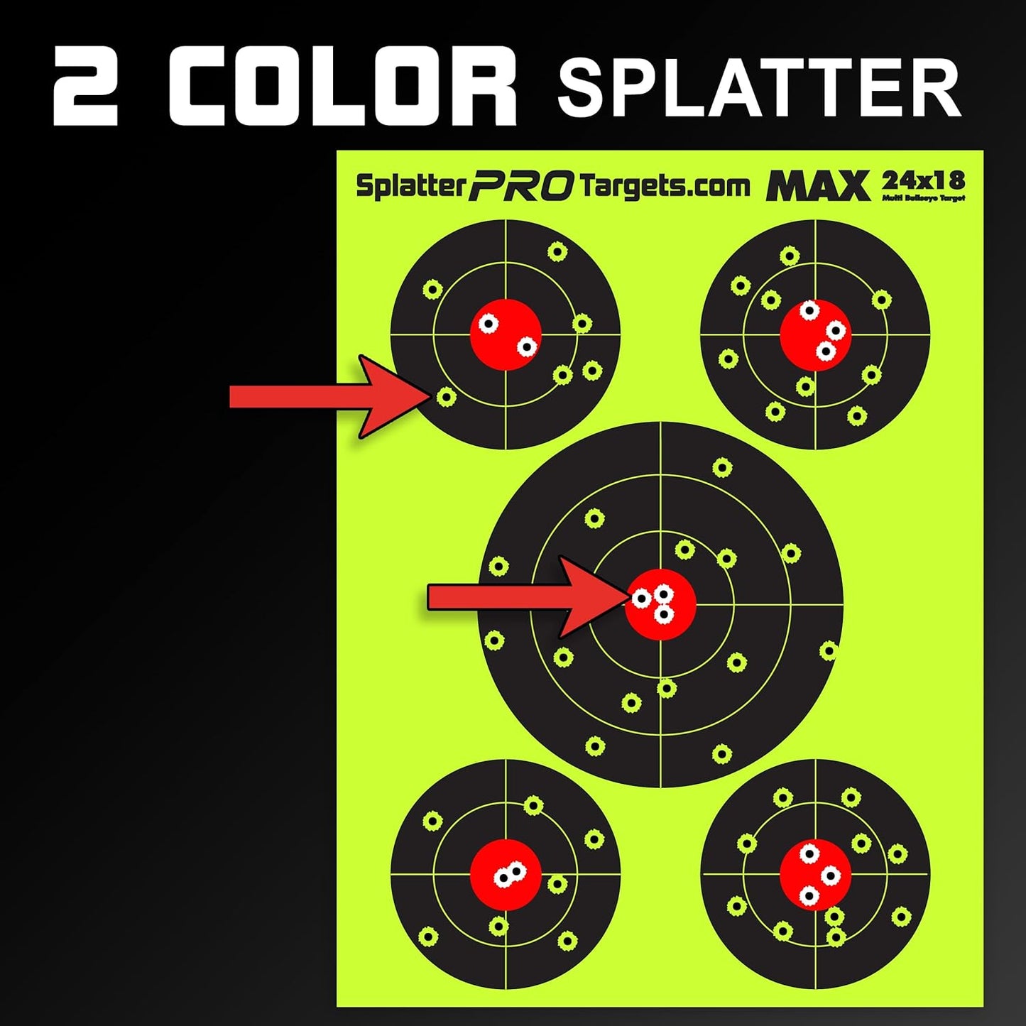Splatter Targets - 18x24 Extra Large with Bright Fluorescent Yellow & White for Easy Shot Visibility