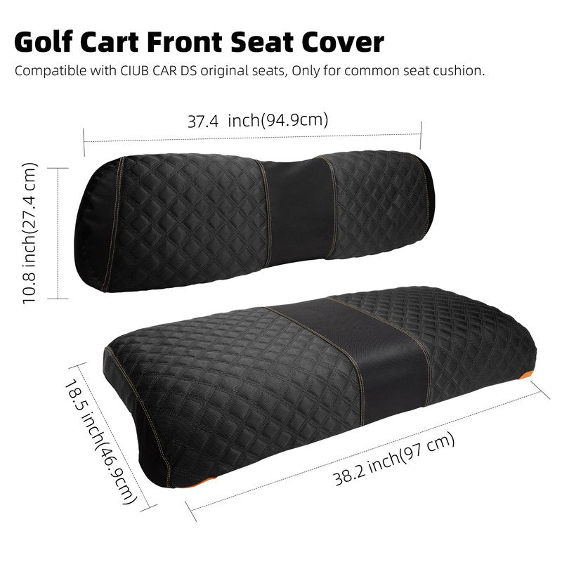 Roykaw 1680D Oxford Cloth Golf Cart DS Front Seat Covers Compatible with Club Car DS Front Seat Cushion, No Nailed Need, Scratch Resistance (Include Backrest & Bottom)