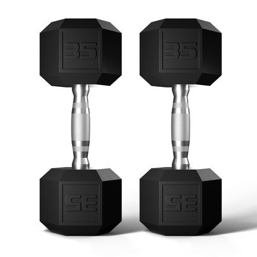 GRETERST Hex Dumbbells Set Rubber Coated Hand Weights Exercise & Fitness for Home Gym Workouts Weight Strength Training, Set of 2, Black, 35LB