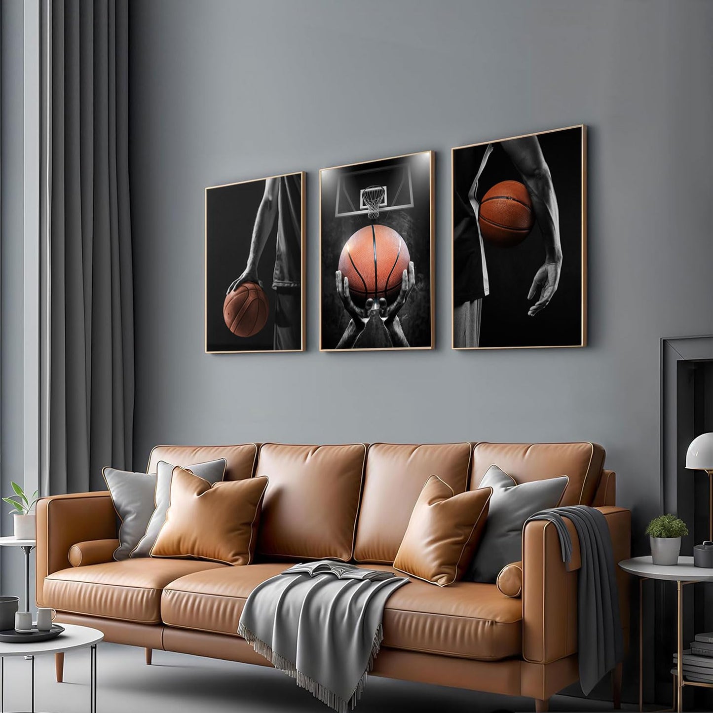 Basketball Posters Canvas Wall Art Set of 3 - Black and White Sports Decor for Mens Teen Boys Room Bedroom Dormitory Office Wall Decor (12x16 Inches) Unframed