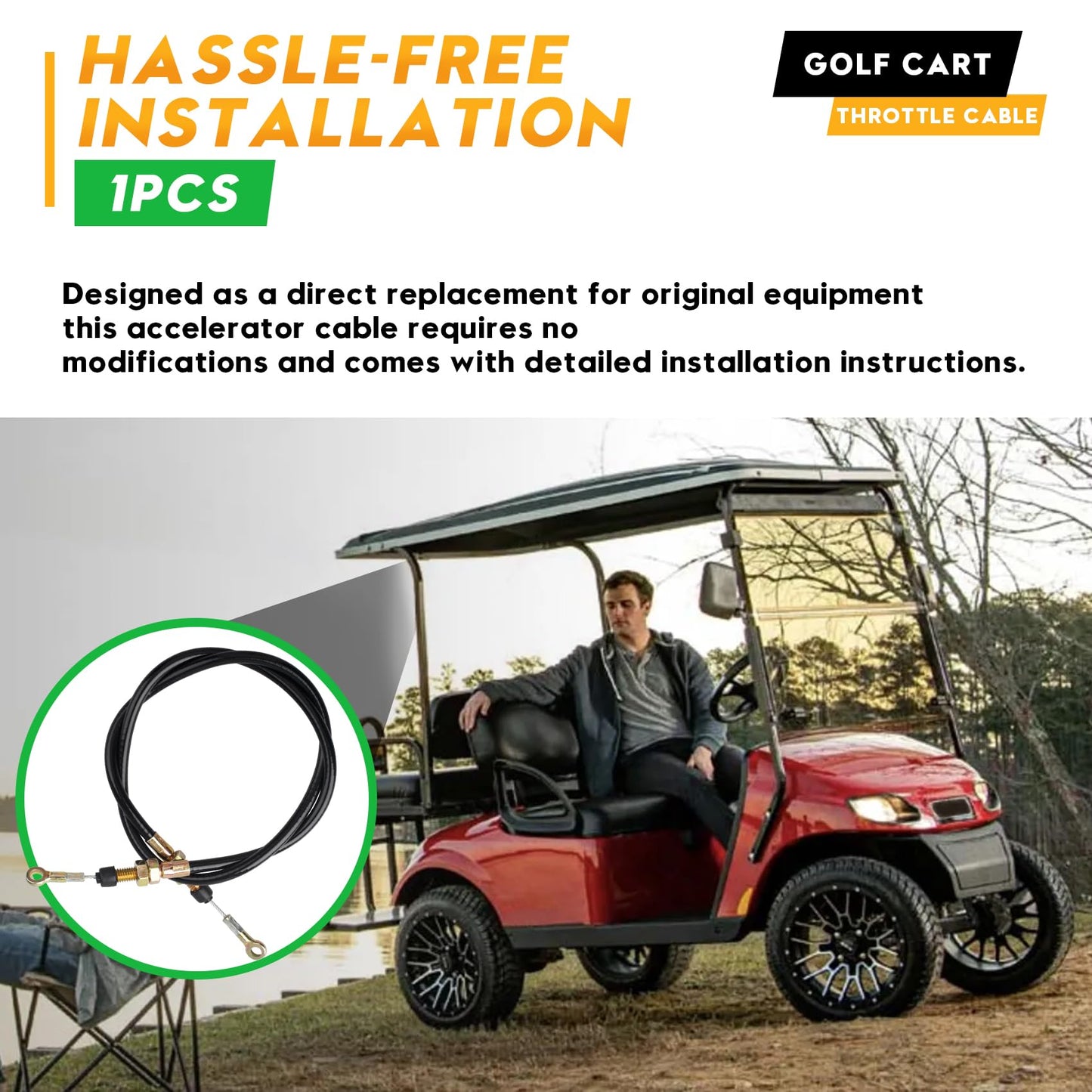 Honkador Golf Cart Accelerator Cable/Throttle Cable - Compatible with EZGO Marathon (91-94) 4-Cycle Models - Replacement for EZGO Accelerator Cables & Throttle Reducer, 1 PCS