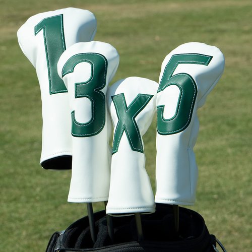 Barudan #5 Golf Fairway Wood Head Cover White Leather 5 Wood Cover Golf Club Cover for Men/Women Golfer Designed to fit All Brand Adams,Cleveland, Cobra,Etc.