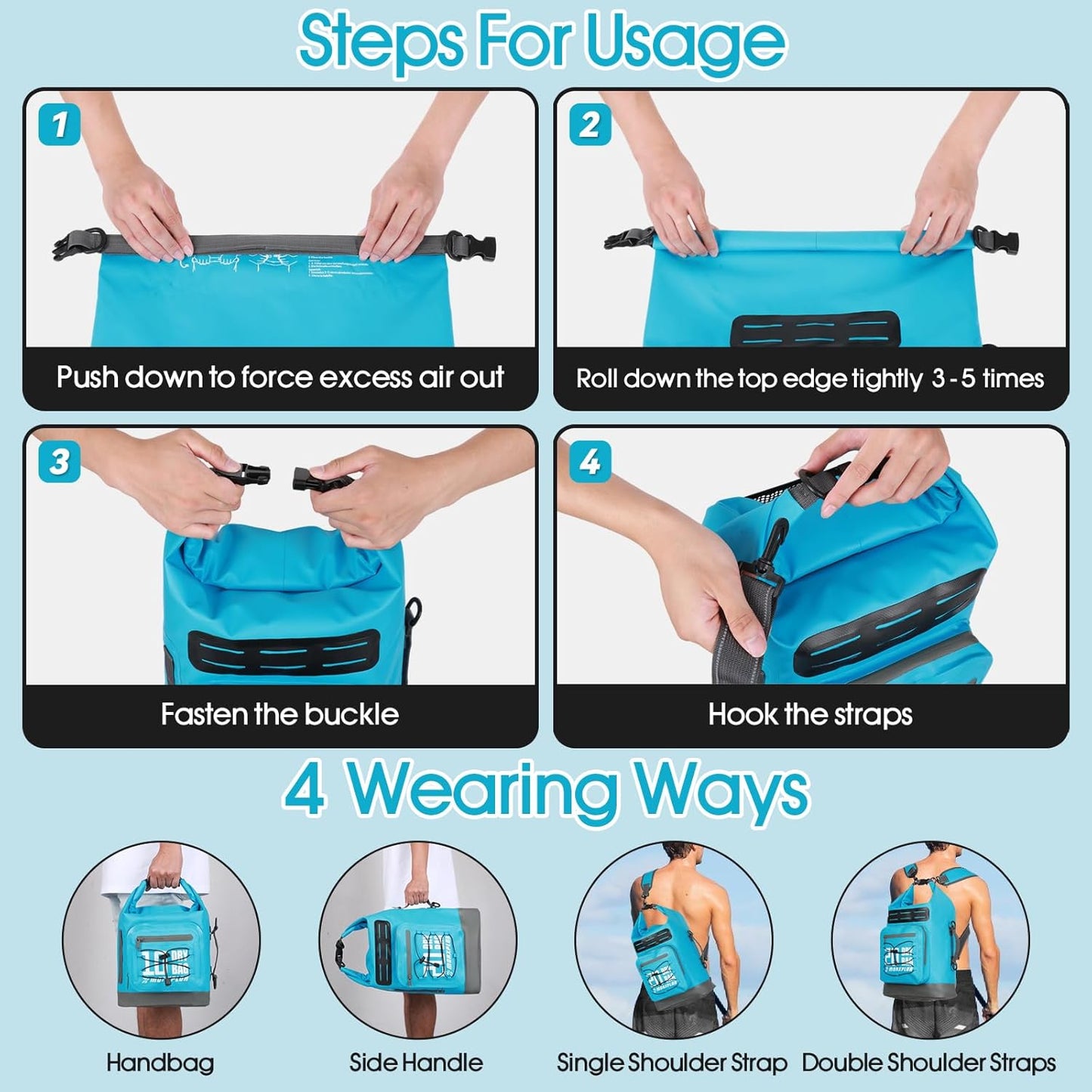 MORXPLOR Waterproof Dry Bag Backpack - Roll Top Design with Phone Case | Available in 5L to 55L Sizes