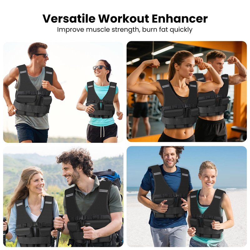 DMDG Adjustable Weighted Vest for Woman Men With Shoulder Pads 2-10 lbs, Weighted Vest For Walking, Running, Cross Training, Muscle Building,Improve Bone Health- Comfortable, Washable