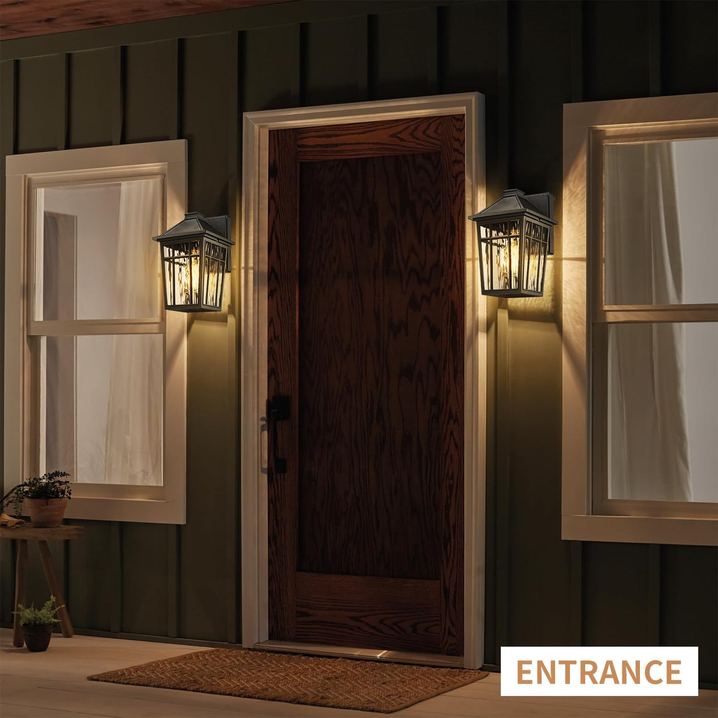 Darkaway Outdoor Wall Lights for House, 2pcs Exterior Lighting Fixtures Wall Mount Porch Lights Waterproof Outdoor Sconce Lights with Water Ripple Glass for Patio Hallway Garage