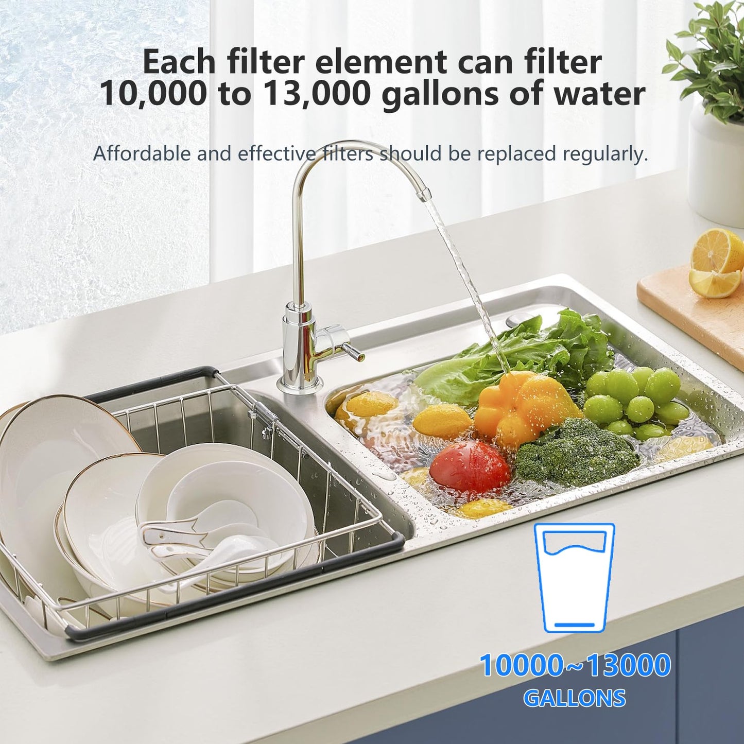 BLUERISE 5 Micron 10" x 2.5" Water Filter Replacement Whole House Sediment Home Water Filter Replacement Cartridge Ro Sediment Filter Easy Installation Fits Any 10" Reverse Osmosis Unit - 6 Pack