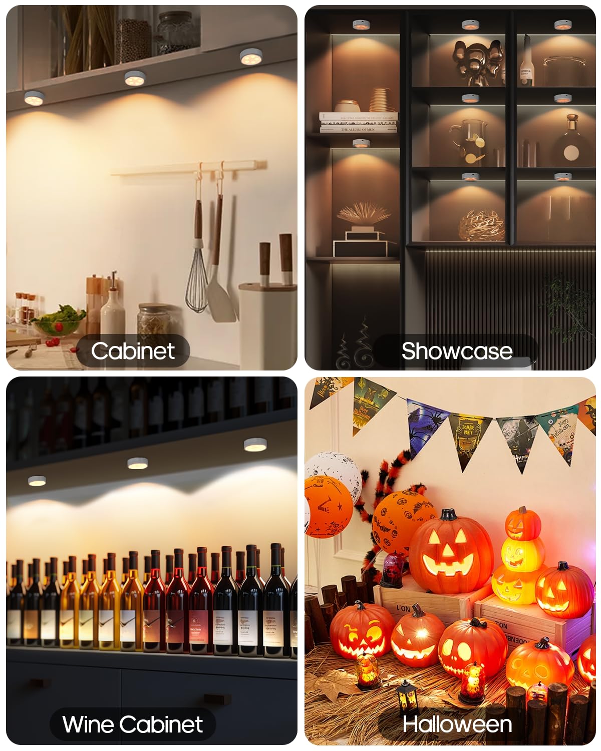 Puck Lights with Remote Control,Under Cabinet Lighting Magnetic,LED Closet Lights Rechargeable,Dimming Tap Light, Stick on Lights, for Closet, Bedroom Wall, Under Cabinet(Warm Color)2 Pack