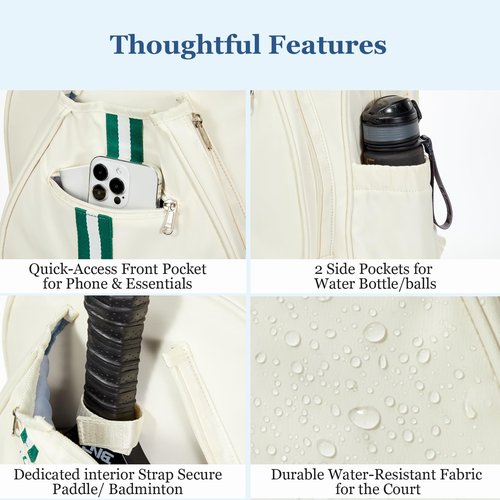 Pickleball Bag Backpack Fits 2 to 6 Paddles, Large Pickle ball Bags for Men and Women with Shoe Compartment and Fence Hook, Great Pickleball Gifts