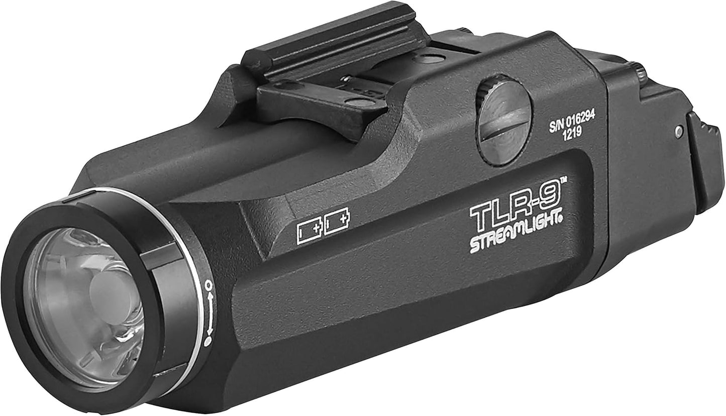 Streamlight TLR-9 Flex Tactical Light - Low-Profile Rail-Mounted Design | Includes CR123A Batteries, Black