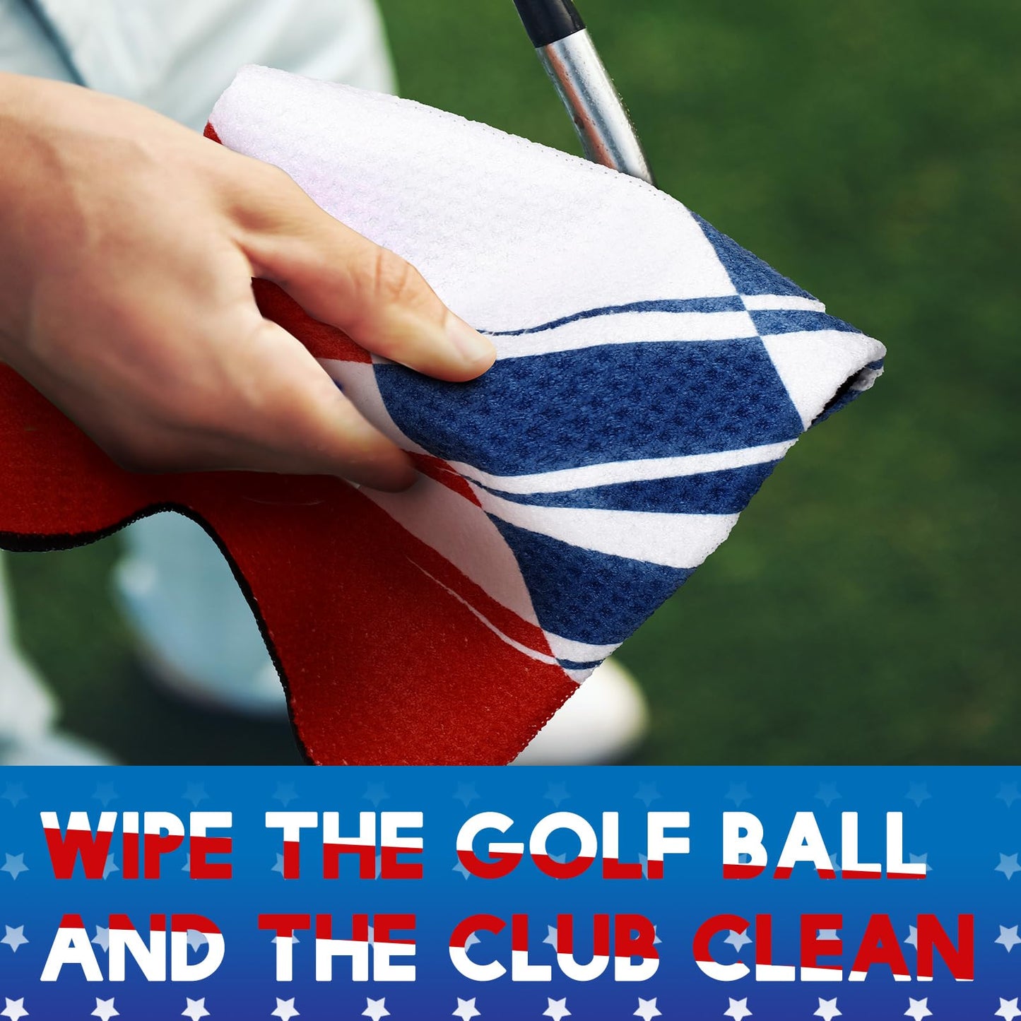 Mixweer 3 Pcs Microfiber Golf Towels - American Flag Sports Towel with Clip, 24 x 16 Inch