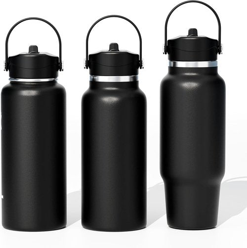 Hydro Flask Straw Lid - Replacement Cap for Wide Mouth Bottles | Fits 12-40 oz - Black/White