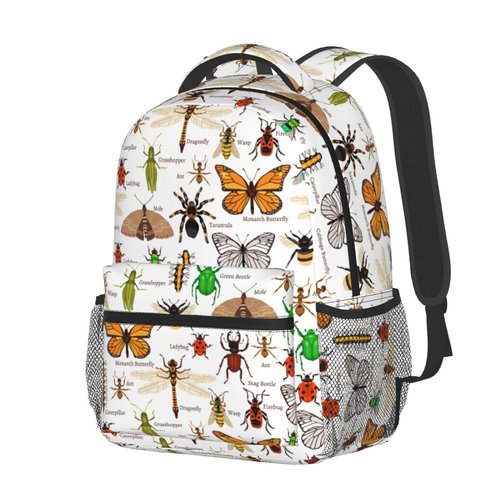 Insects Bugs Backpack With Adjustable Padded Shoulder Straps 17 Inch Daypacks For College Travel