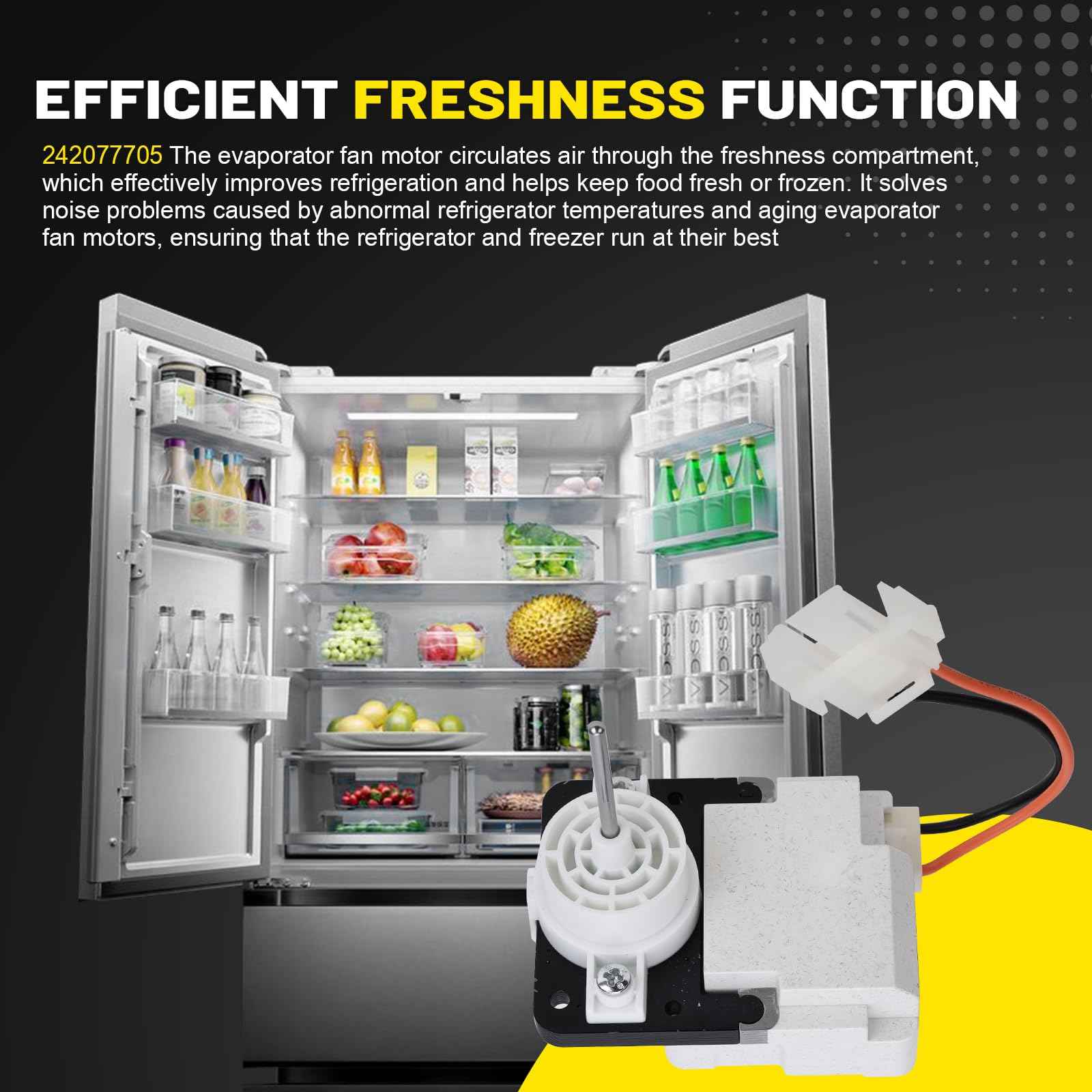 242077702 242077705 Refrigerator Evaporator Fan Motor Compatible with Frigidaire Kenmore Crosley Replaces FDQC18EL4F 242077701 5304514392 A03788604 Blower Motor