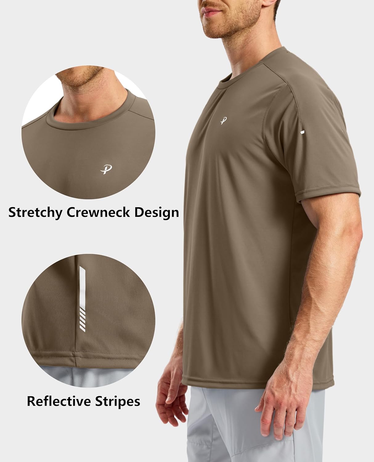 Pudolla Men's Athletic Running T-Shirts - Lightweight Quick-Dry Short Sleeve Gym Tees