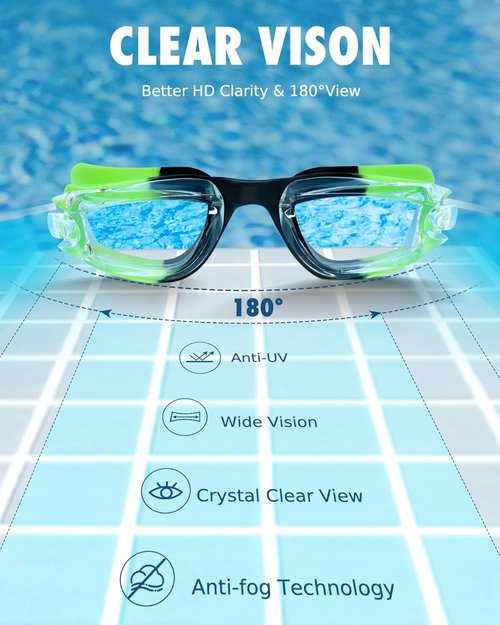 Aegend Swim Goggles - Anti-Fog, UV Protection & Comfortable Fit for Kids Ages 3-14