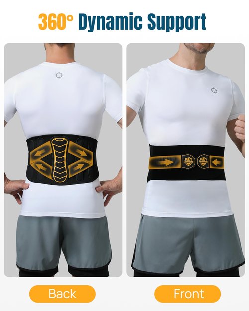 LVMEVIS® 7 Reinforced Stays Back Brace for Men Lower Back, Breathable 4D Knit Back Support Brace, Heavy-Duty Metal Plate Lumbar Support Belt,Ideal For Office Workers & Lifting Heavy Object