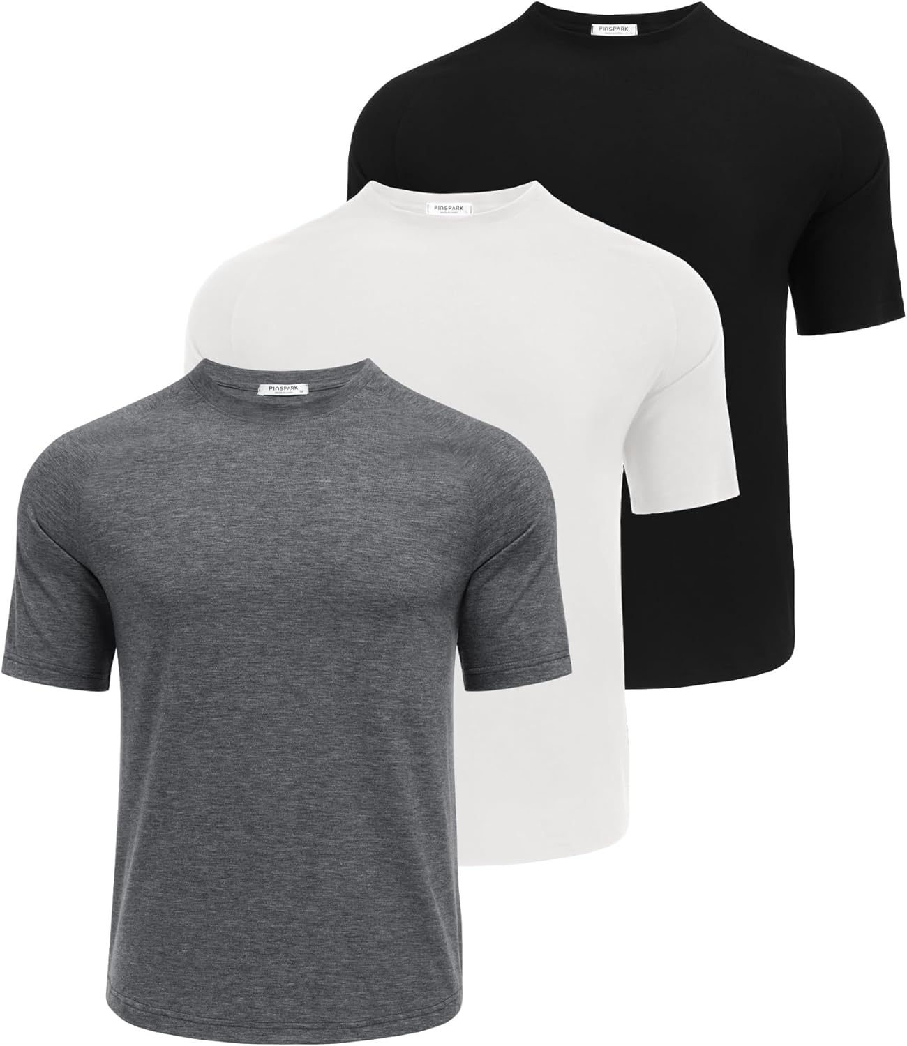 PINSPARK Men's Workout Shirts - Quick Dry Moisture-Wicking Athletic Tee | 3-Pack Short Sleeve