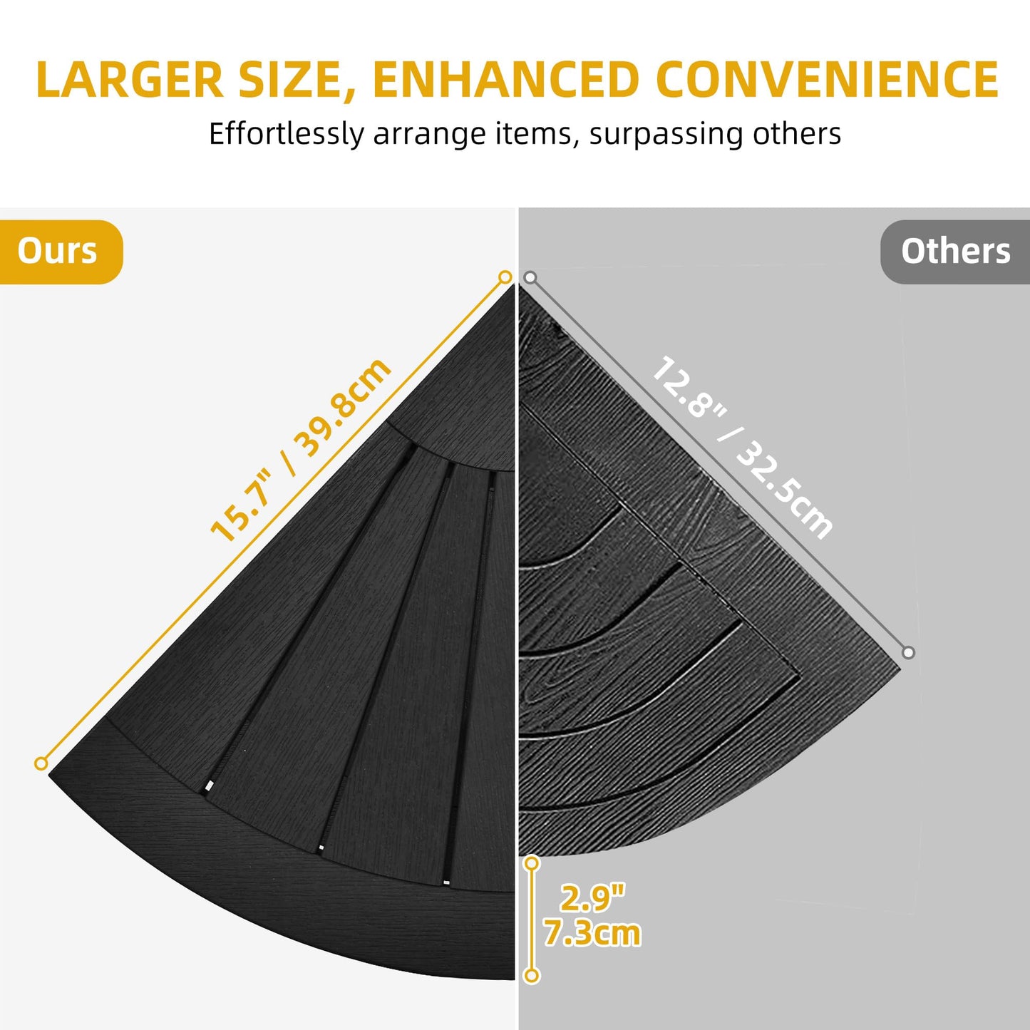 DWVO Poly Lumber Shower Bench 17" Shower Stool Corner Bench with Storage Shelf, Wood Texture Corner Seat for Bathroom, Spa, Corner Shower Stool for Bathroom Living Room (Black)