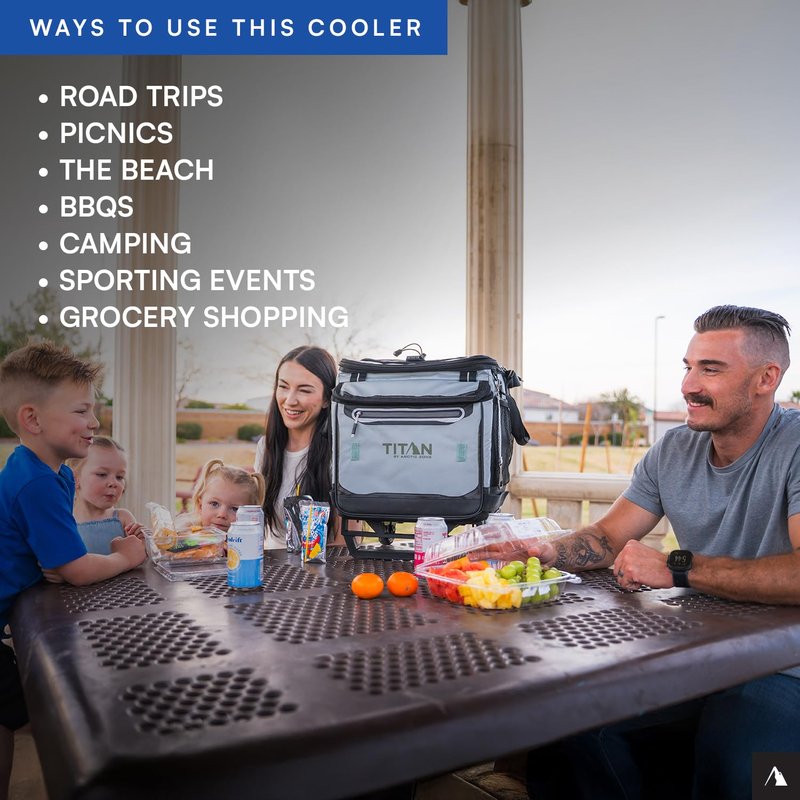 Titan by Arctic Zone Collapsible Wheeled Soft Sided Cooler with Detachable Rolling AT Cart, Insulated Bag with Leak Proof Lining, for Travel, Beach, Picnic, 60 Can Capacity, Marine Blue