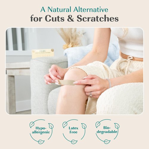 FEBU Eco-Friendly Bamboo Fabric Bandages | PFAS Free Bandages for Scrapes & Cuts | Flexible Fabric Bandage | Fully Compostable, Latex Free Bandage | 200 Count Bulk Variety