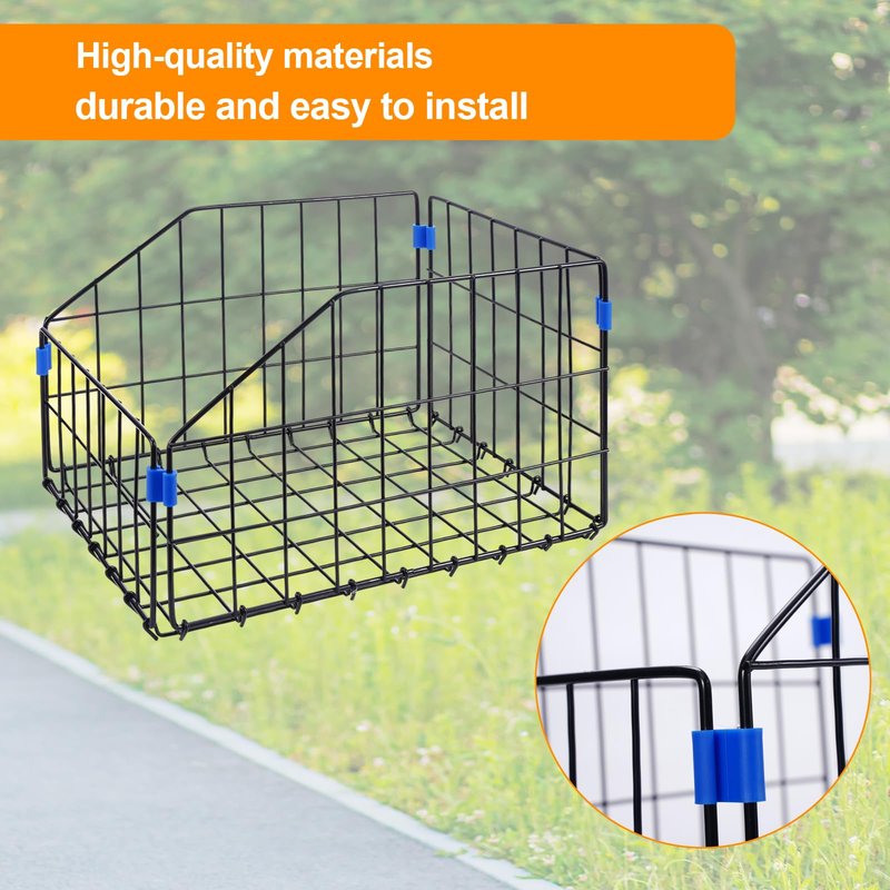 HOMEE Folding Detchable Rear Bike Basket, Bicycle Cargo Rack Storage Basket, Waterproof Metal Bike Basket for Most Rear Mounted Bike Rack