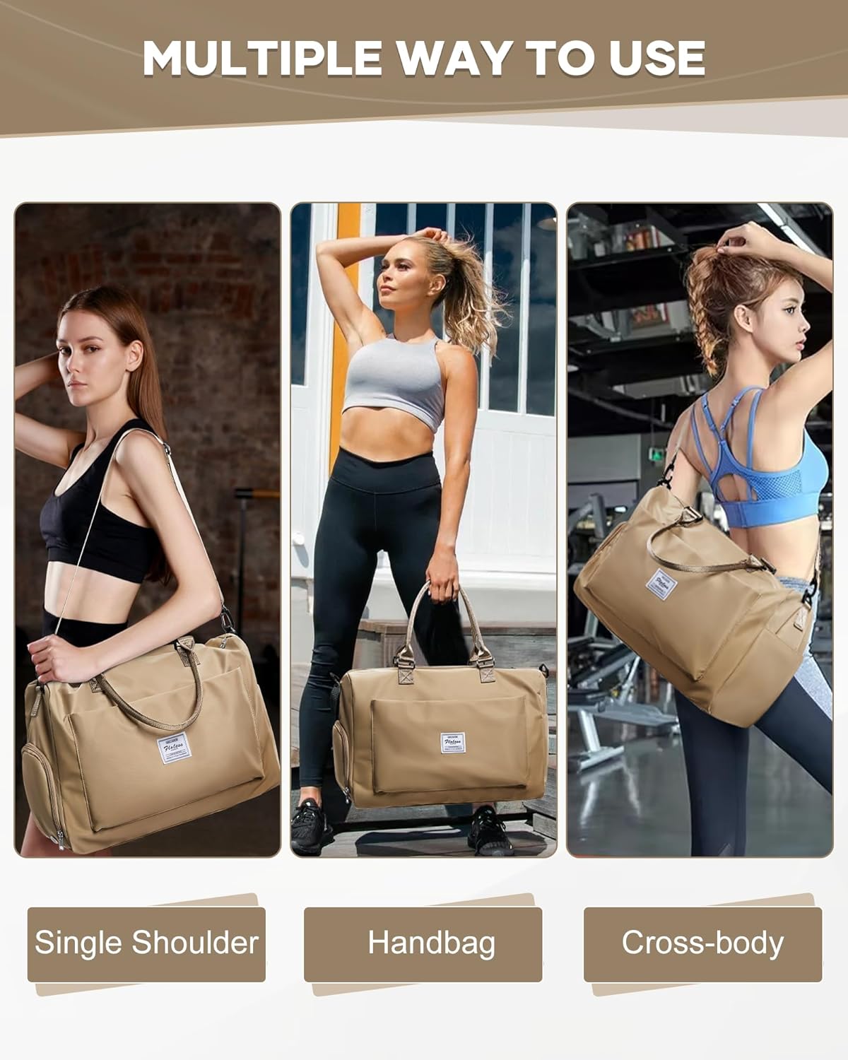 Skiennix Women's Gym Bag - Stylish Travel Duffel Tote for Weekend & Overnight Use
