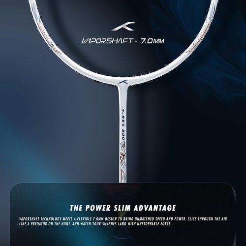 Hundred T-Rex 800 Strung Badminton Racket with Full Cover | 84 Grams | Maximum Tension ≤32 lbs (White)