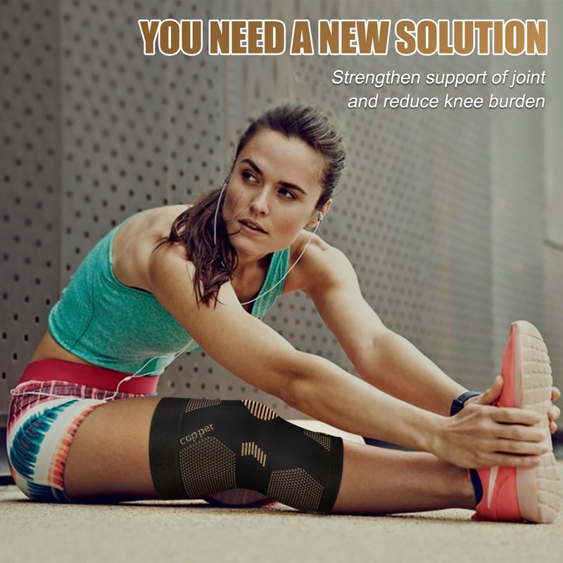 NEENCA Copper Knee Brace for Women and Men, Knee Compression Sleeve for Knee Pain, Arthritis, ACL, Meniscus Tear, Joint Pain Relief, Knee Support for Running, Working Out, Fitness,Weightlifting-Single