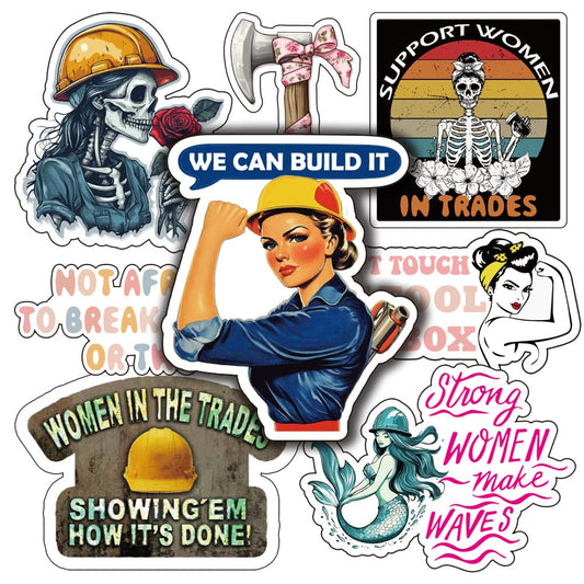 Women Hard Hat Stickers | Blue Collar Decals for Hardhat | Woman in Trade Empowerment Construction Decal