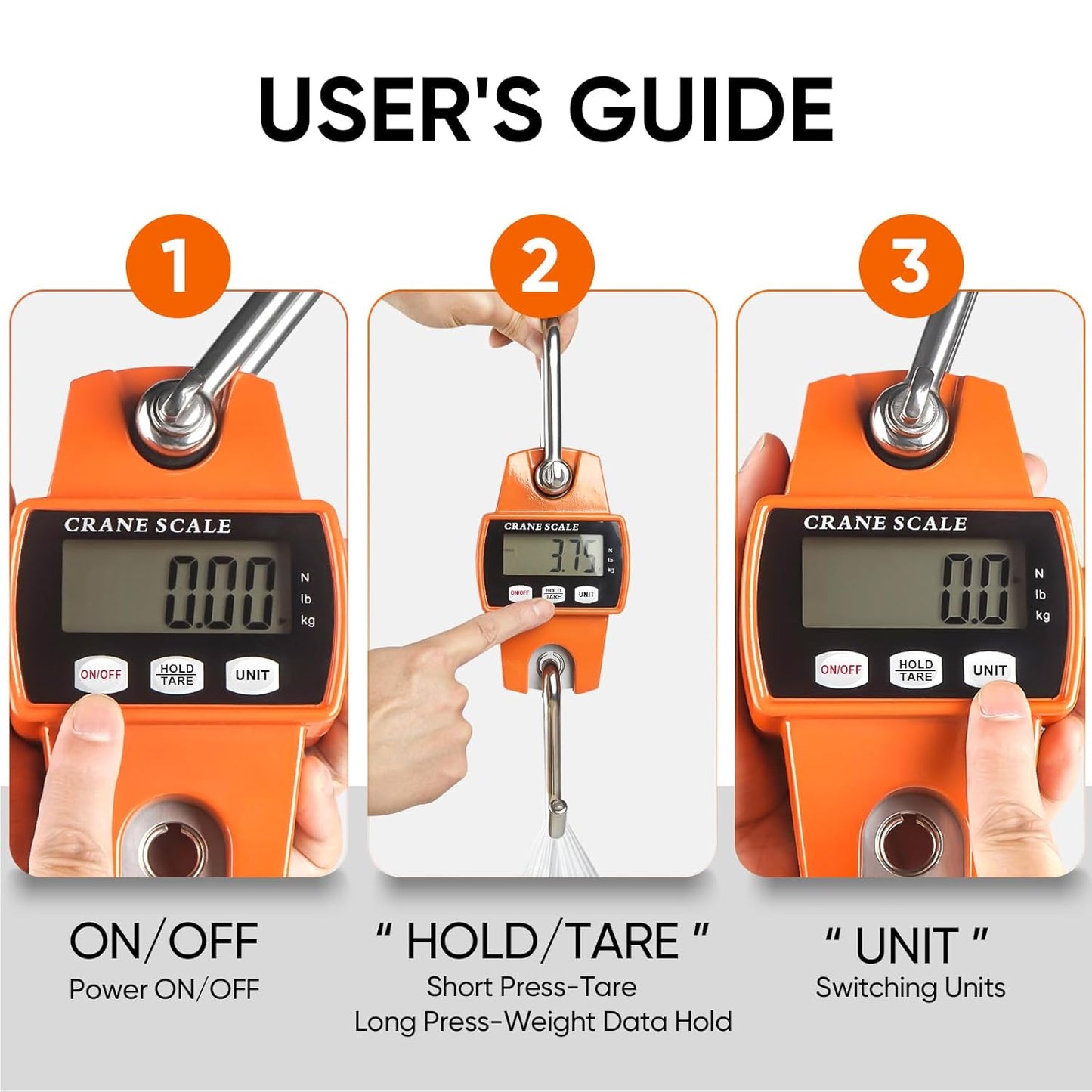RoMech 660lb Digital Hanging Scale - Durable Cast Aluminum Case, Mini Crane Scale for Outdoor Use (Orange)