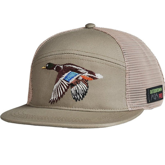 EDTREK Outdoorsman Pro 7-Panel Flat Brim Snapback Hat - Drake Mallard - Wood Ash