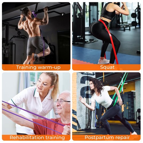 LAKENAM Resistance Bands Set, Exercise Workout Pull Up Assistance Bands with 6 Resistance Levels, Muscle Training Straps for Fitness, Working Out, Body Stretching, Physical Therapy, More
