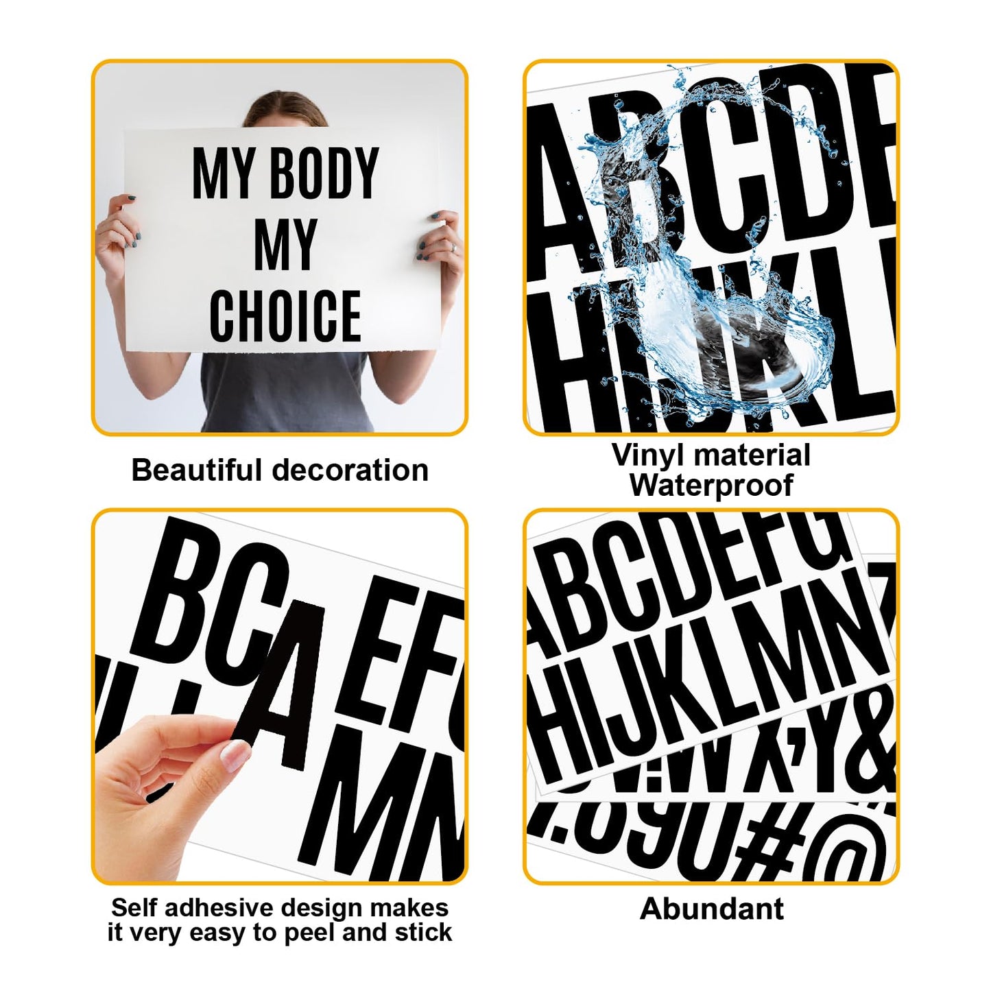 1000 Pcs Waterproof 2" Vinyl Alphabet & Number Stickers - Self-Adhesive for Mailboxes, Windows, Doors, Signs, Vehicles & More, Black