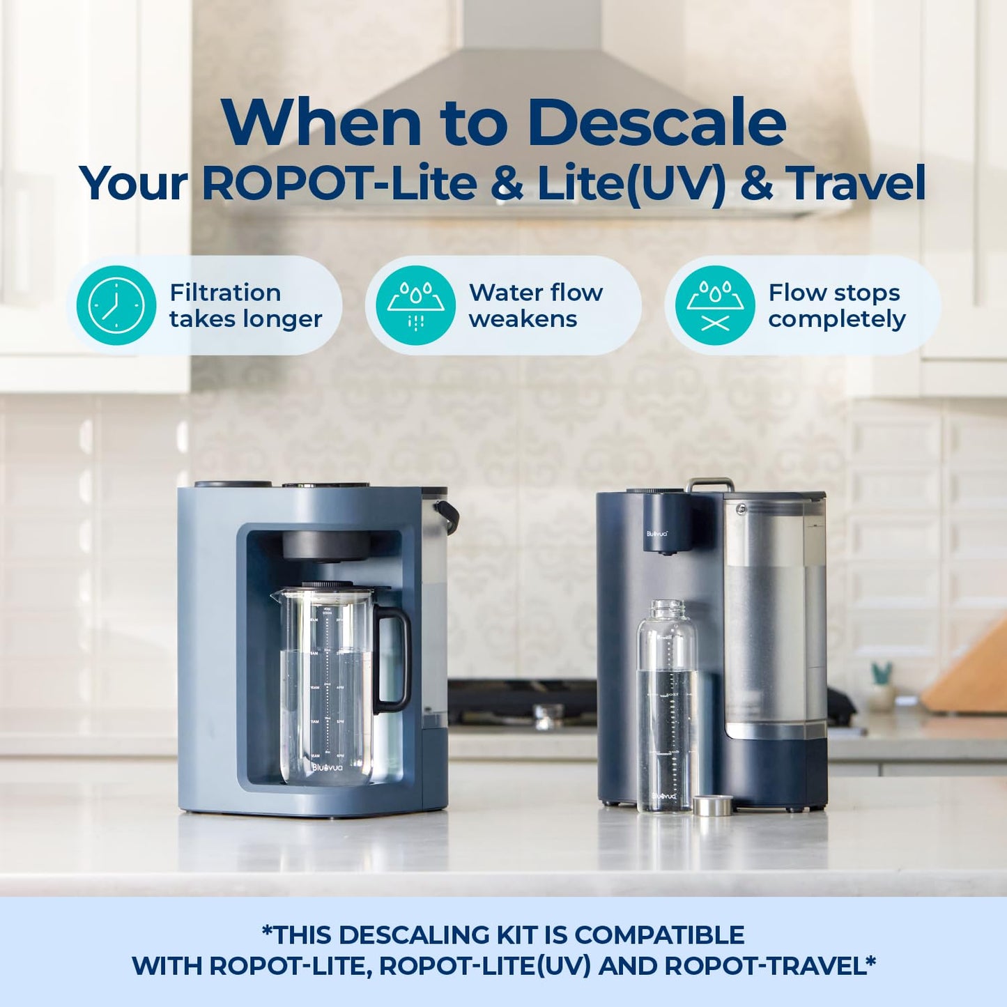 Bluevua Descaling Kit for RO100ROPOT-Lite & RO100ROPOT-Lite(UV) & RO100ROPOT-Travel Systems - Essential Maintenance for Optimal Water Quality