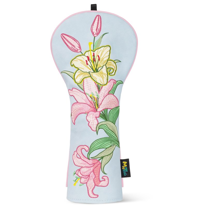 mytag Lily Driver Headcover Heavy Embroidery, Cute Golf Driver Head Cover Fits 460CC Head, Headcover for Girl Women, Light Blue