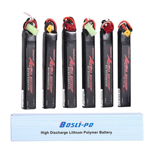 BosLi-Po Airsoft Battery 11.1V LiPo Rechargeable High Power 1300mAh 3S 25C Airsoft Batteries with Mini Tamiya Connector for Airsoft Guns