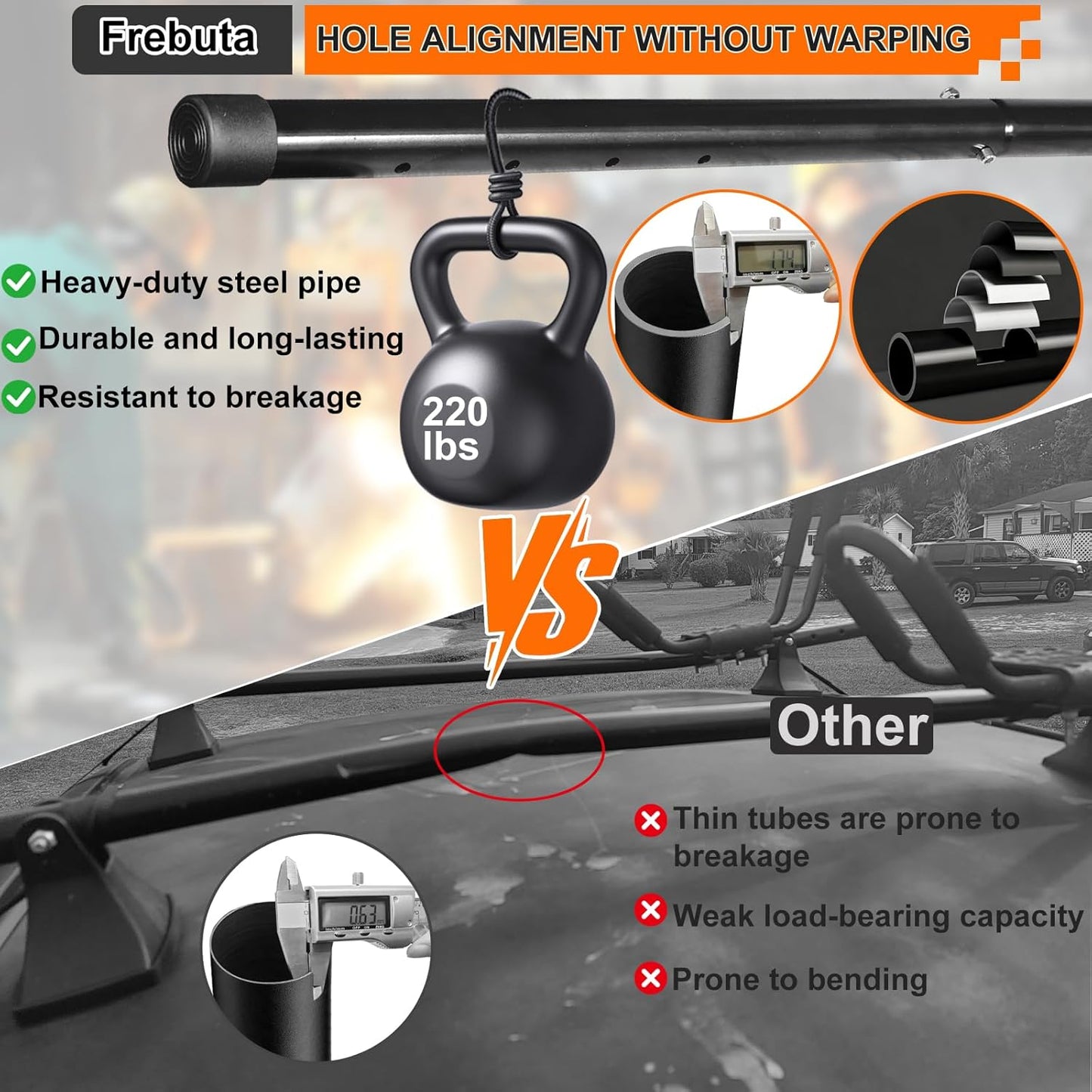Skiennix 48-Inch Car Roof Rack Cross Bars - 220lbs Capacity for Compact Cars | Durable Anti-Warping Design