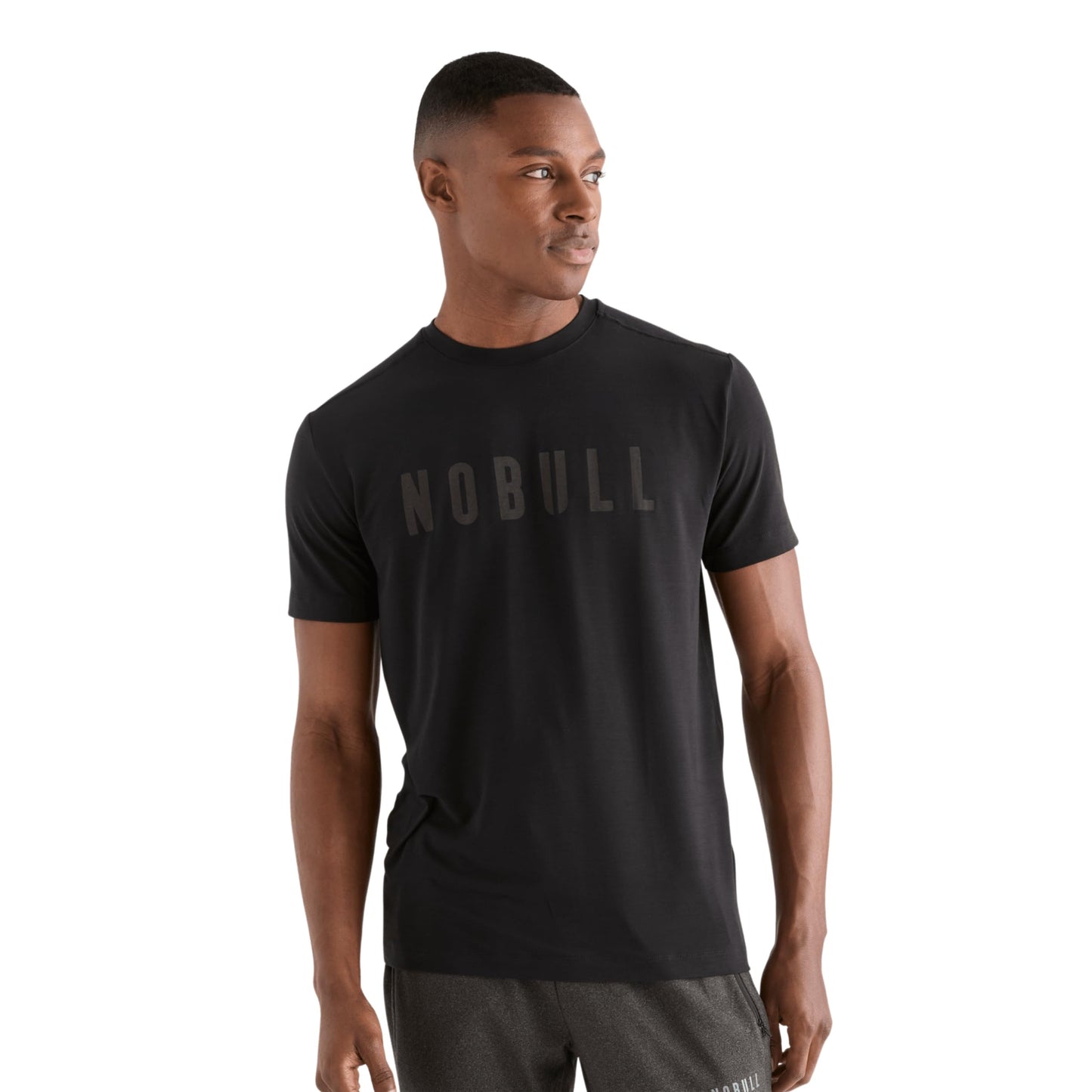 NOBULL Men's Tee | Moisture-Wicking Workout Top for Gym & Running, Athletic Fit, Stylish Activewear Graphic T-Shirt, Black, L