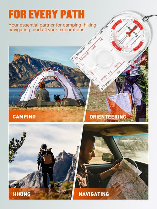 Eyeskey Advanced Orienteering Compass for Hiking & Navigation - Professional Scout Compass with 3X Magnifier, Glow-in-Dark Feature & Multi-Scale Rulers for Outdoor Survival Camping