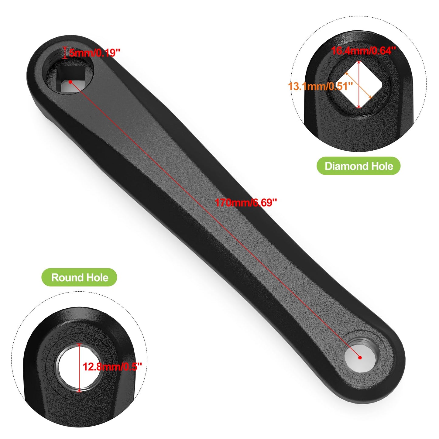 BAFANG Crank Arm Only Right Side 170mm Diamond Hole Crank