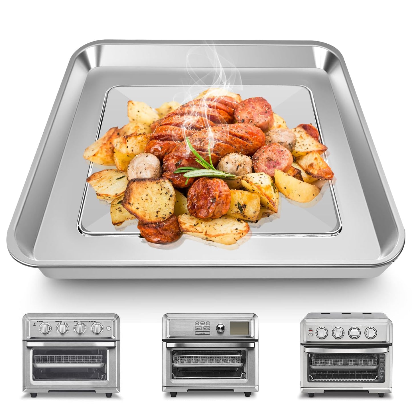 Air Fryer Replacement parts for Cuisinart TOA-60 TOA-65 TOA-70 Toaster Convection Oven, 12 * 11'' Tray Replacement Steel Pan Toaster Oven Accessories Parts