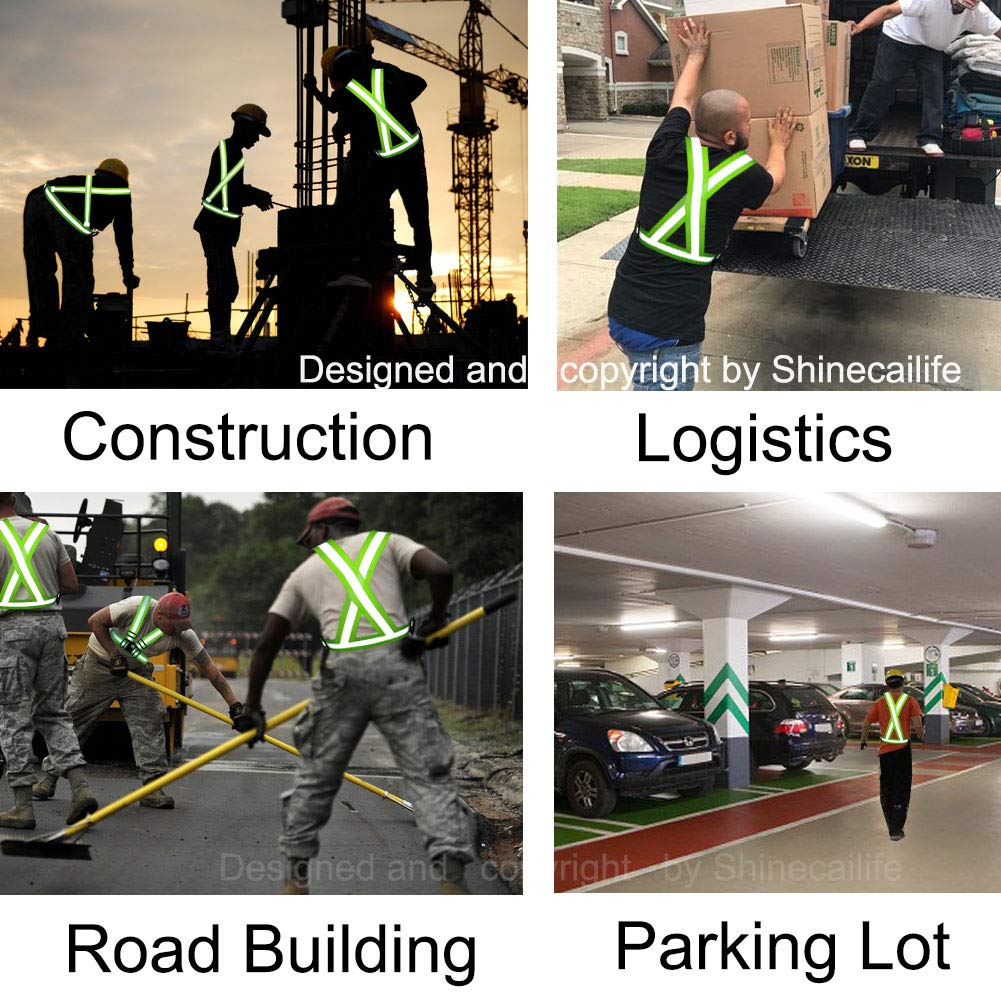 Shinecailife Extra Wide/Big High Visibility Safety Reflective Vest,2" Wide Strap,0.8" Wide Reflective Strip,Adjustable,Elastic for Safety Running,Construction,Cycling,Walking,Size 24-36(3XL-5XL)