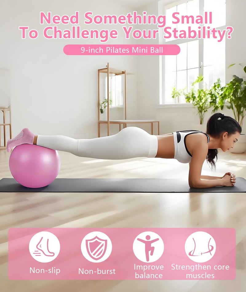 Pilates Ring Set with Adjustable Resistance, Full Body Workout Kit for Women, Portable Travel Bag (Pink)