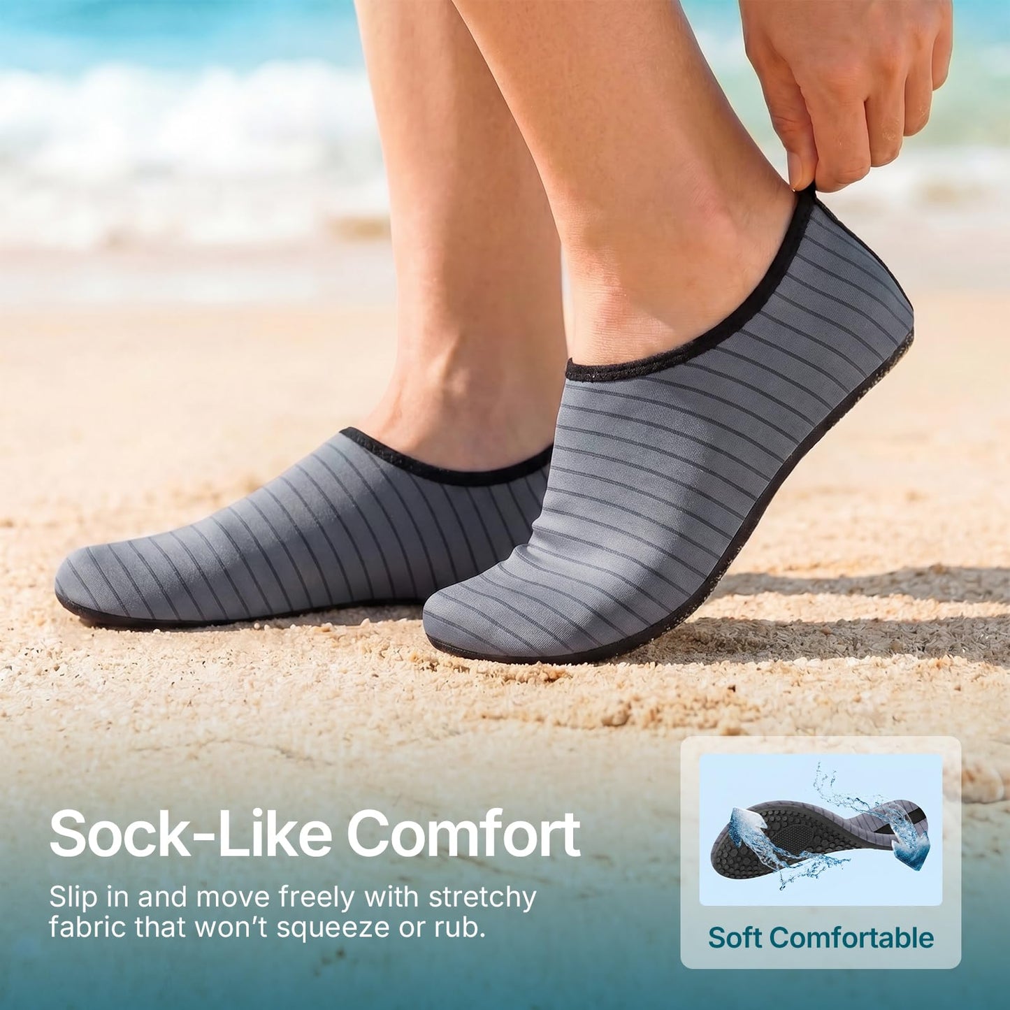 Water Shoes for Women Men Quick-Dry Aqua Socks Swim Beach Barefoot Yoga Exercise Wear Sport Accessories Pool Camping Must Haves Adult Youth Size 5-6Women/4-5Men
