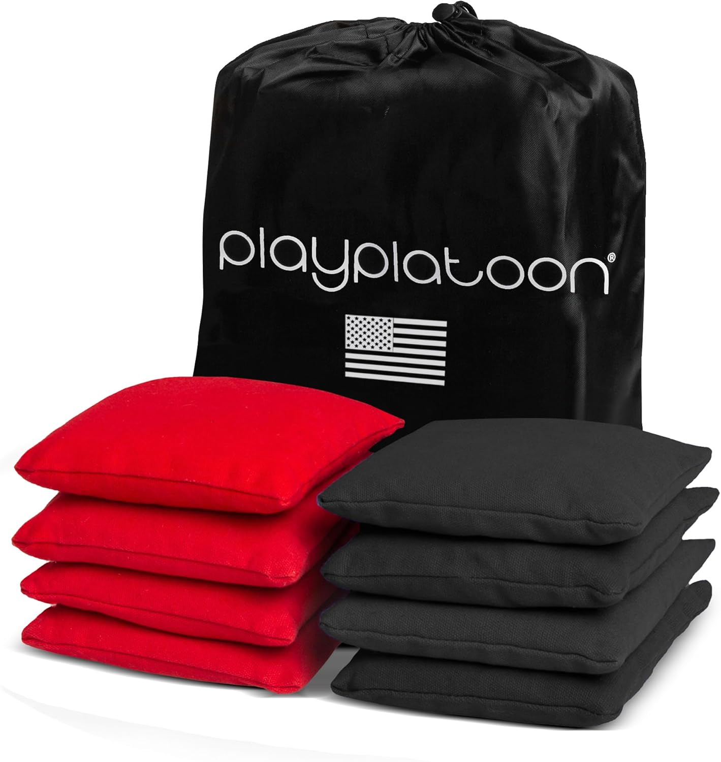 Play Platoon Cornhole Bags - Weather Resistant Set of 8 | Official Regulation Size & Weight with Tote Bag