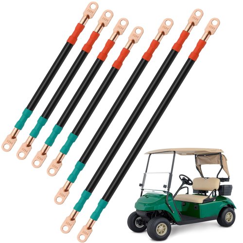 JERBOR Heavy Duty 4 Gauge Golf Cart Battery Cables Fit for 36v 48v EZGO TXT 1994-UP Golf Cart, AC/DC Wire Golf Cart Battery Pure Copper Wiring Kit with Heavy Duty Wire Lugs (Fit For EZGO TXT)