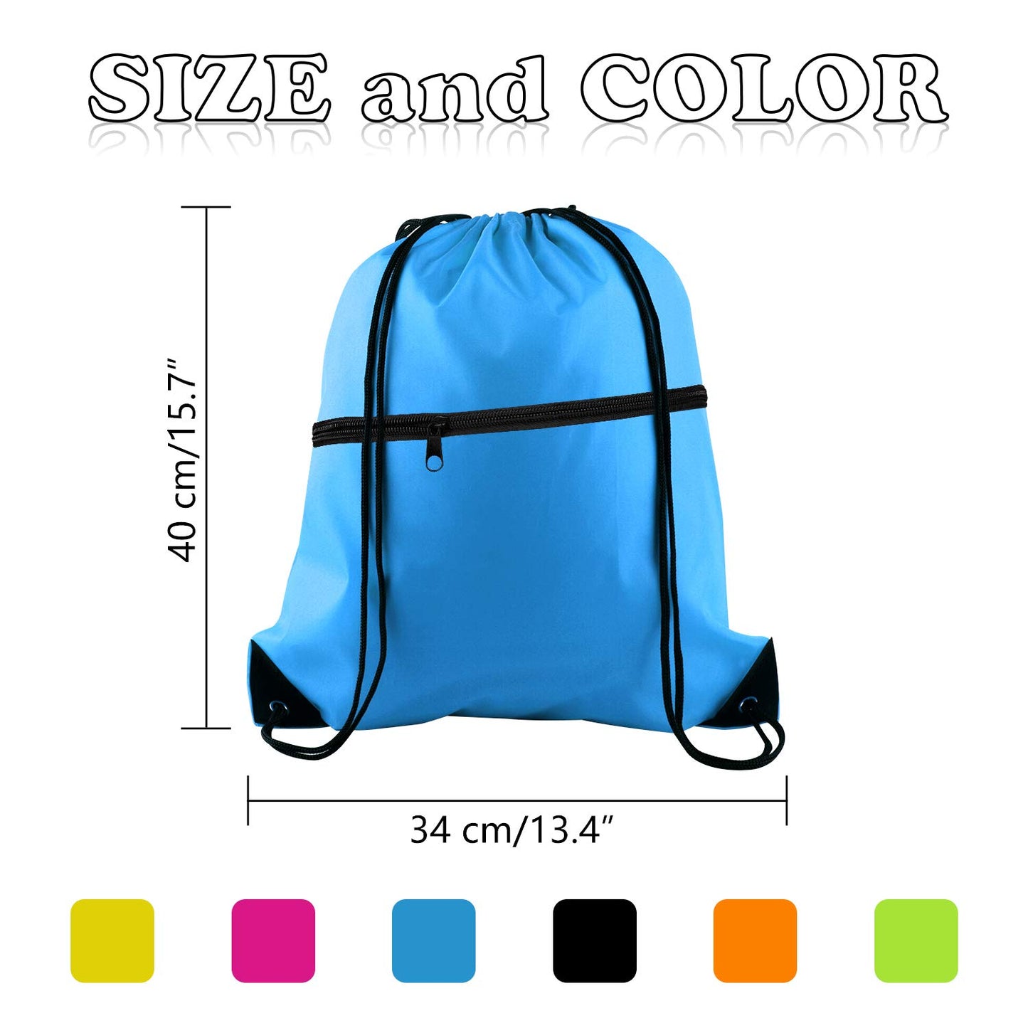KUUQA 16Pcs Drawstring Backpack with Zipper Pocket Cinch Sack Bulk String Bags（Colorful）